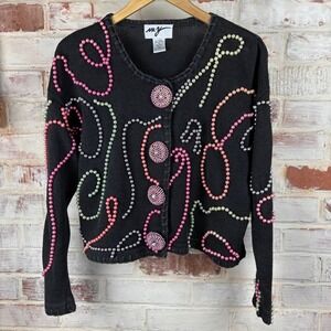 MY Beaded Pearl Artwear Cardigan – Cropped Avant Garde Statement Knit